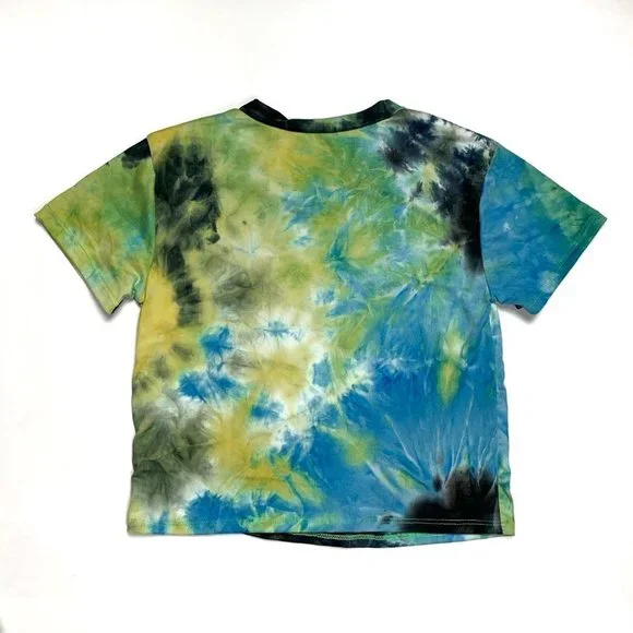 Be Free Los Angeles‎ Tie Dye Crop Top | Yellow Blue Black Short Sleeve Tee - Picture 9 of 9